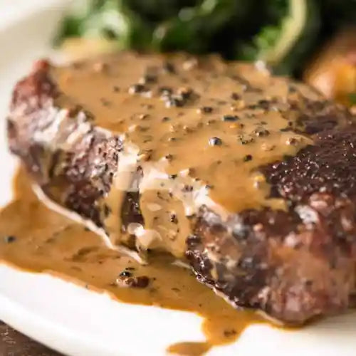 Steak with your choose of the sauce ( Pepper Sauce  OR BBQ Sauce)